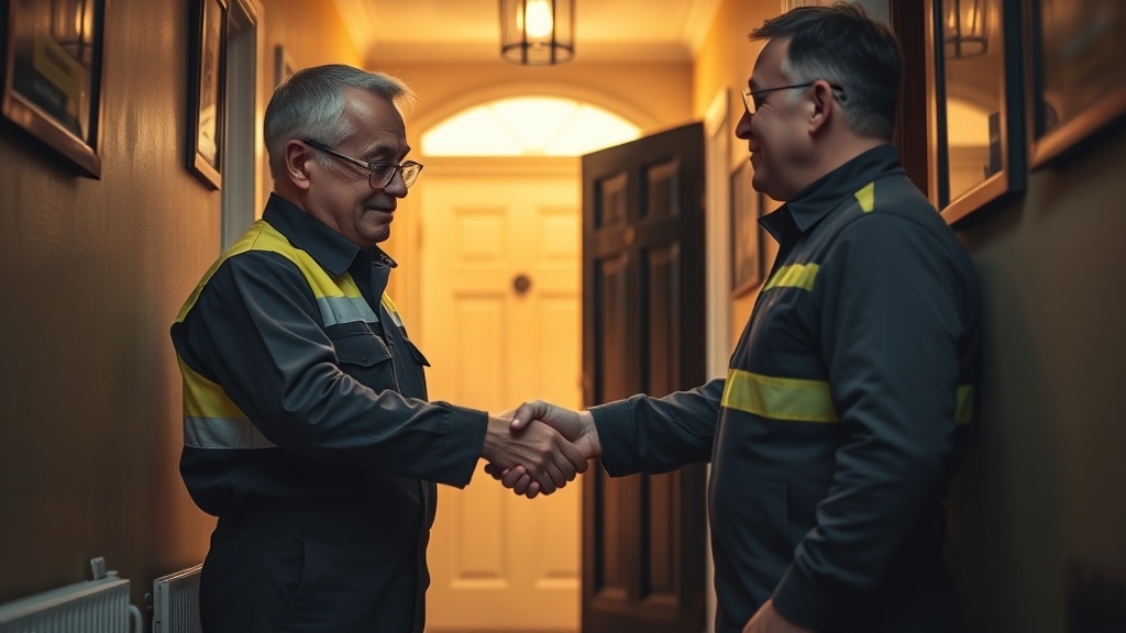 Engineer shaking hands with a Streatham homeowner after locating their leak